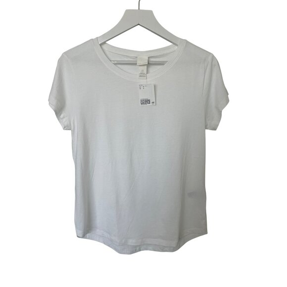 H&M Basics Womens White Cotton Short Sleeve T-Shirt S - Picture 1 of 5